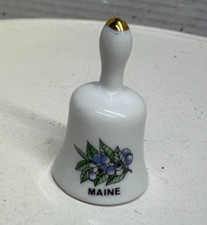 Vintage State Maine Bell Berry Gold White Ceramic Collectible Souvenir Minature picture