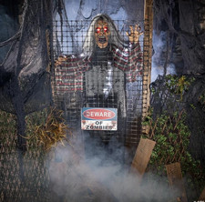 Animated Electric Fence Halloween Prop, 5 Ft Zombie Warning Decoration picture