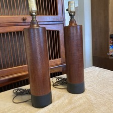 Pair MCM Elektro Special A/S Denmark 1960’s Vintage Old Growth Teak Lamps. ESA picture