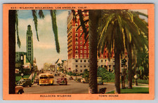c1940s Wilshire Blvd Los Angeles CA Bullocks Town House Postcard picture