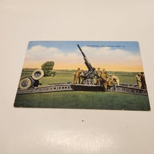 1941-1943 Anti-Aircraft Gun & Crew Unposted Linen Postcard US Army SEE ALL PICS picture
