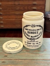 VTG James Keiller Dundee Orange Marmalade Milk Glass Jar w/ Lid Great Britain picture