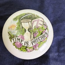 Vintage Currier & Ives “Time Is Precious” Porcelain Paperweight Nassau China picture