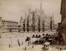 Milan Italy 1880 Piazza del Duomo 1880 Carriages For Hire Horse Buggy Bourghams picture