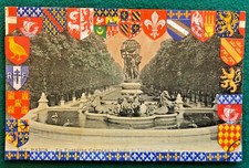 Paris Fontaine Carpeaux Jardin du Luxembourg Heraldic Border Vintage Postcard picture