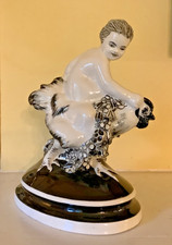 RARE Wiener Werkstatte Putto Riding Rooster Figurine, c1910, Art Nouveau Viennna picture