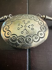 Vintage Estee Lauder Moonsilver Solid Perfume Compact Beaded Necklace picture