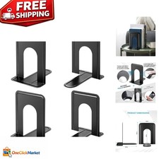Elegant Matte Painted Book Ends - Large Metal Support for Books/DVDs, Set of 4 picture