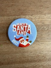 Macy's Santa Land 2017 Christmas Pin Back Button Holiday Souvenir picture