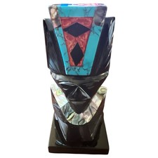 Vintage Mexican Hand Carved Black Obsidian Precious Stone Teotihuacan Mask/Totem picture