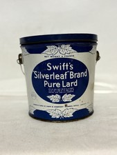 Vintage Swift's Silverleaf Brand Pure Lard 4 LB Tin Pail Bucket w/ Lid & Handle picture