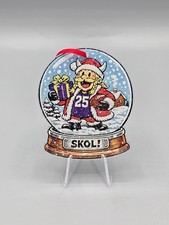 Minnestoa Vikings SKOL Retro Style Viking Warrior Snow Globe Christmas Ornament picture