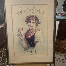 Rare Strohs Extra Beer Advertisement Louis Pranger Lithograph Framed 33x25” picture