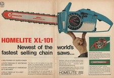 1967 2pg Print Ad of Homelite XL-101 Chain Saw picture