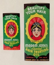 Lot of 2 (two) 1938 Madam Jones Special Hair Treating Oil labels Valmor picture