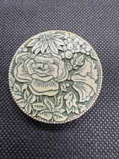 Vintage Estee Lauder Aliage Solid Perfume Round Compact Country Flower Full Rare picture
