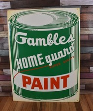 Vintage NOS Gambles Home Guard Super Quality Paint Can Advertising Tin Sign picture