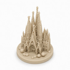 Sagrada Familia Cathedral Miniature Figurine Resin Matte Beige Small 3D Effect picture