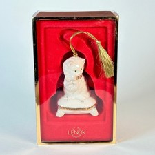 Lenox RAZZLE SAZZLE CAT Porcelain Holiday Christmas Ornament in Box Gold 6339303 picture