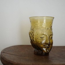 La Soufflerie Yellow Handblown Glass TETE Vase, 7x8x11cm, Near Mint Condition picture