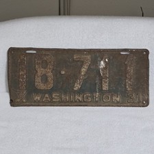 Vintage 1931 X Washington State License Plate Original Rusted 18-711 picture
