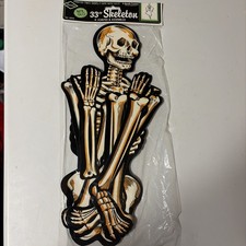 Vtg New Beistle Glow In The Dark Skeleton Jointed Large 33 inch Halloween picture