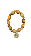 Handmade Christian Bracelet – Olive Wood & Holy Jerusalem Cross picture