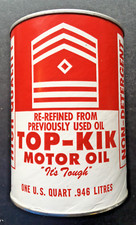 1960's TOP-KIK Red / White Cardboard Oil Can w/ Metal Top & Bottom NOS picture