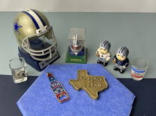 Lot of Dallas Cowboys Texas Salt & Pepper Shaker Helmet Aikman Shot glass Opener picture