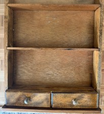 Vintage Wooden Spice Rack with 2 Drawers Primitive Rustic Hanging Japan picture