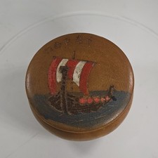 VTG VIKING SHIP TRINKET BOX SIGNED HARALD, NUMBERED FOLK ART SCANDINAVIAN NORDIC picture