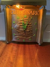 Vintage 1940's Cutty Sark Scotch Whisky Metal Advertising Gold Wall Clock picture
