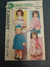 Vintage 1962 Sew Easy Advance Pattern Chatty Cathy Doll Group G 4 Outfits picture
