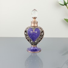 Vintage Purple Perfume Glass bottle Crystal Openwork Refillable Metal Empty Gift picture