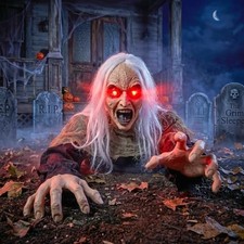 Crawling Zombie Graveyard Prop: Animated Halloween Decoration with Scary Sounds picture
