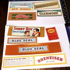 9 Vintage Cigar Tobacco Labels Sonny Boy Blue Seal Havana Flower Advertising picture