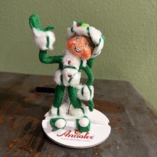 Annalee Mobilitee 2008 Green Peppermint Twist Ribbon Elf 5 inch Wired Doll picture