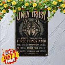 Majestic Wolf Head Art Tin Sign Wild Woodland Spirit Wall Plaque 8x12 Inch picture