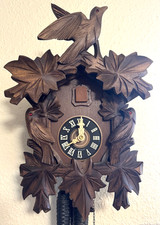 VERY NICE LARGE WORKING ANTIQUE 3 BIRD DEEPLY CARVED BLACK FOREST CUCKOO CLOCK picture