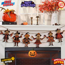 Vintage Halloween Decor Wood Banner 6pcs Vintage Halloween Bunting Decorations W picture