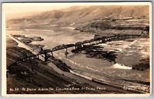 RPPC THE DALLES OR RY. BRIDGE ACROSS THE COLUMBIA RIVER AT CELILO FALLS OREGON picture