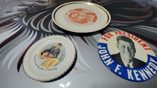 Vintage 1960s President John F Kennedy Memorabilia Plates Button  Mr Mrs Kennedy picture