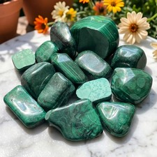 Tumbled Chipped Cracked Green Malachite Stones (Discounted) Genuine Mineral picture