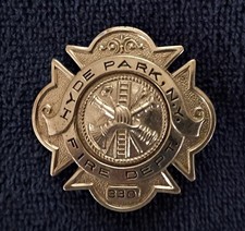 Vintage Hyde Park NY Fire Department Metal Badge Pin #330 picture