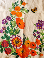 Vintage Linen Tea Towel Orange Flowers Monarch Butterfly 17