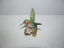Beautiful Ceramic Hummingbird & Flower Figurine 4 1/2