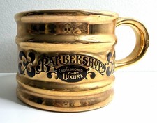 Vintage 1970s Franklin Toiletry Barbershop Gold Shaving Mug Old Fashioned Luxury picture