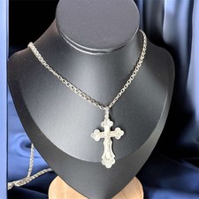 Vintage Necklace Jesus Pendent Silver 925 Jewelry Chain Women's Mens Amulet Rere picture