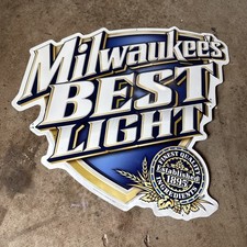 Vintage Milwaukee Best Miller Beer Embossed Metal Sign 2004 picture