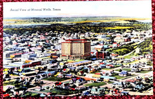 Aerial View Mineral Wells Texas 1940's Baker Hotel Colourpicture Linen Postcard picture